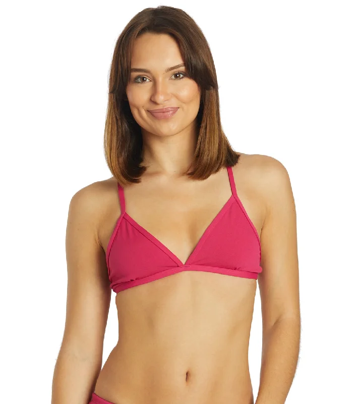 JOLYN Women's Triangle Solid Bikini Top Strawberry Bikini with mesh sides, Sexy, Trendy, Chic