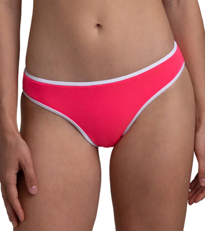 JOLYN Women's Whitney Contrast Bikini Bottom Hot Pink/White Floral two-piece bikini, Feminine, Summer, Trendy JOLYN Women's Whitney Contrast Bikini Bottom Hot Pink/White Floral two-piece bikini, Feminine, Summer, Trendy