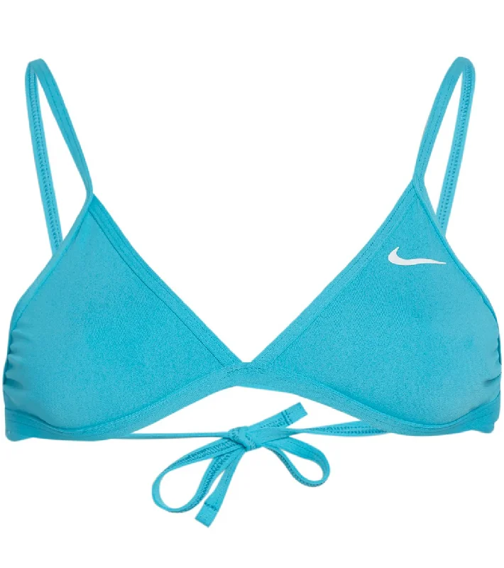 Nike Women's HydraStrong Solid Tie Back Bikini Top Aquamarine Bikini with cut-out details, Sexy, Trendy, Chic