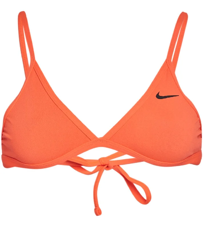 Nike Women's HydraStrong Solid Tie Back Bikini Top Bright Crimson Bikini with frills, Feminine, Trendy, Sexy