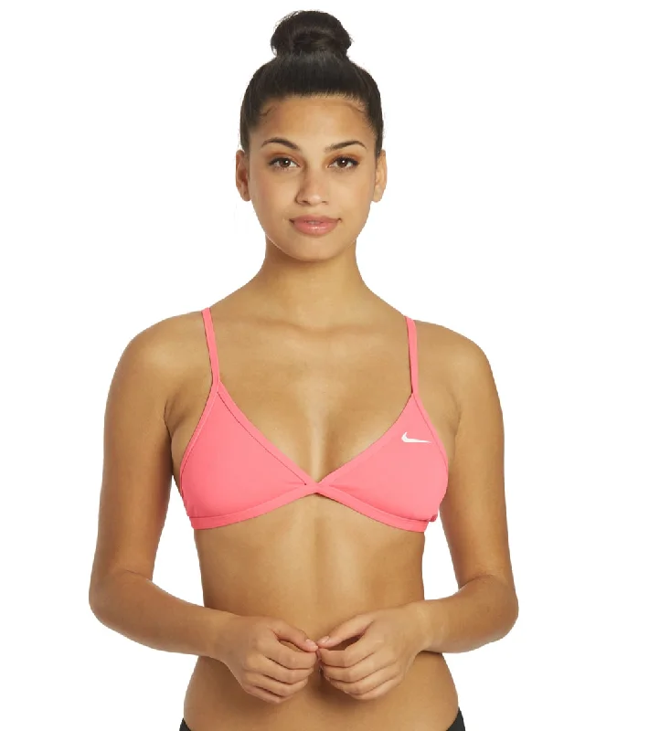 Nike Women's HydraStrong Solid Tie Back Bikini Top Hyper Pink Bikini with front tie, Sexy, Chic, Comfortable