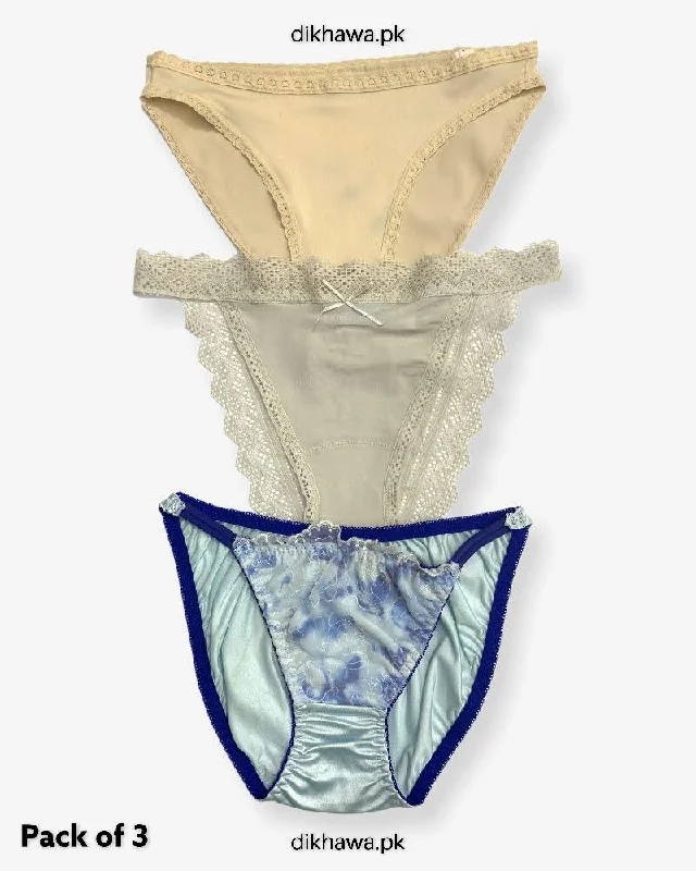 Pack of 3 Imported Stocklot Branded Net Panty Bikini Style Sexy Thong Panty Low-back bikini, Sexy, Comfortable, Trendy