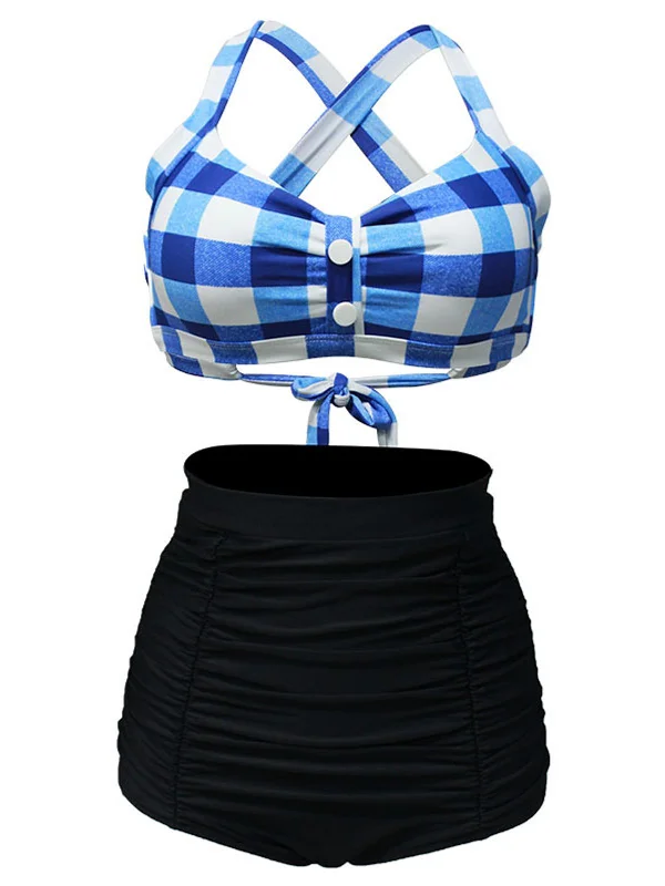 1950s Plaid Criss Cross Pleated Bikini Sequin bikini, Sparkly, Sexy, Fashionable