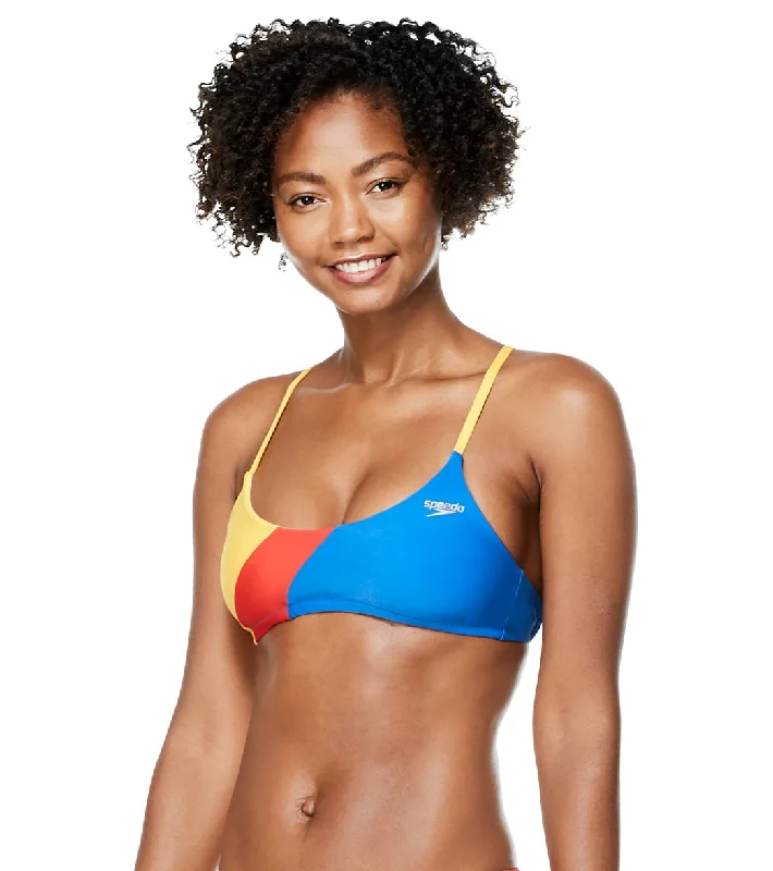 Speedo Women's Color Blocked Tie Back Bikini Top Lemon Chrome Adjustable bikini, Custom fit, Comfortable, Sexy