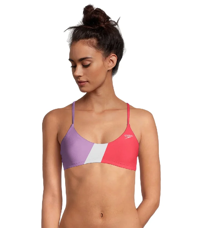 Speedo Women's Color Blocked Tie Back Bikini Top Adjustable side bikini, Sexy, Comfortable, Trendy