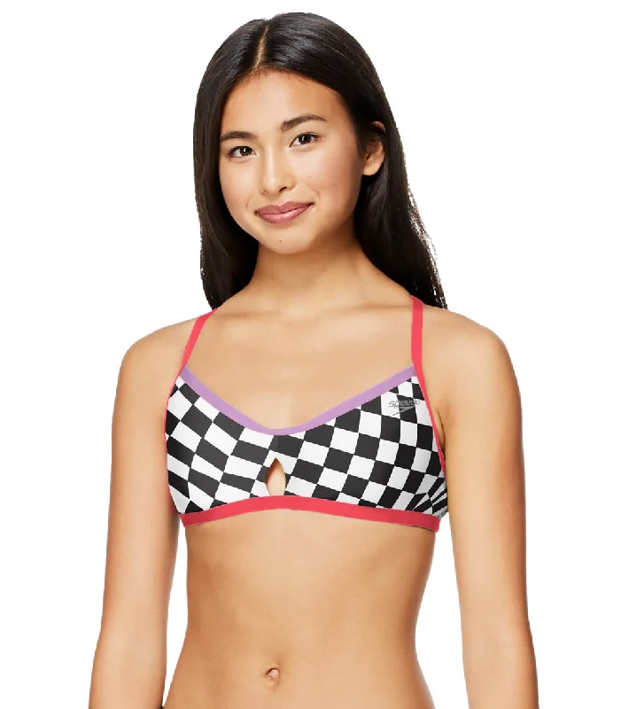 Speedo Women's Printed Keyhole Tie Back Bikini Top Banded bikini, Sleek, Sexy, Comfortable