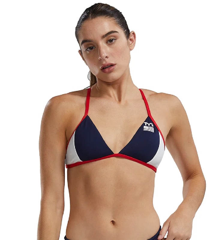 TYR USA Women's Triangle Tieback Bikini Top USA Color block bikini, Bold design, Trendy, Stylish