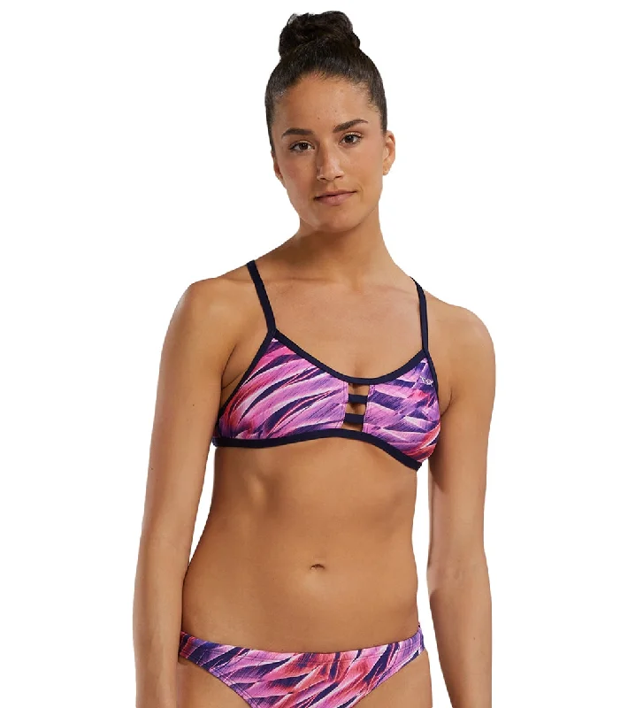 TYR Women's Falcon Pacific Tieback Bikini Top Pink/Multi Bottomless bikini, Sexy, Minimalist, Trendy