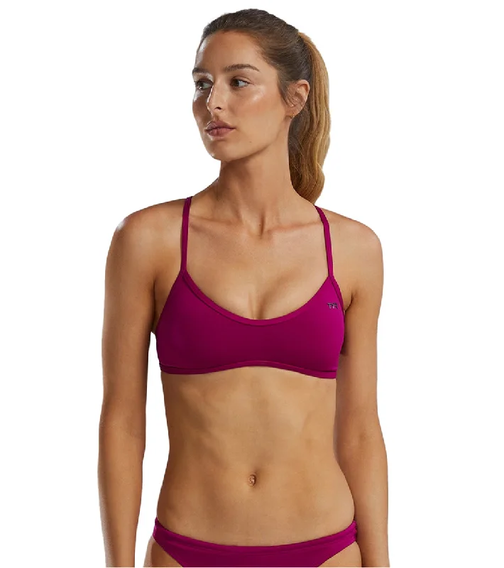 TYR Women's Solid Trinity Bikini Top Magenta Sporty bikini top, Comfortable, Activewear, Trendy