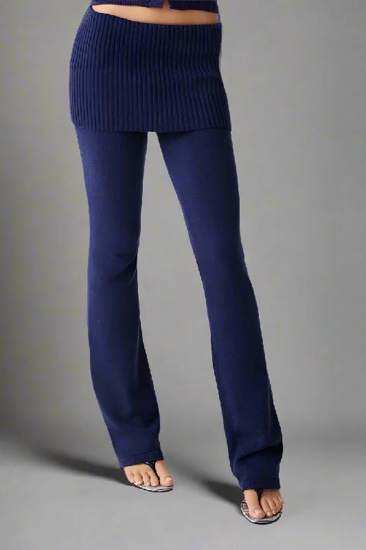 Frankies Bikinis Mason Cloud Knit Flare Pant in Luna Blue as seen on Una Healy Off-shoulder bikini, Sexy, Elegant, Trendy