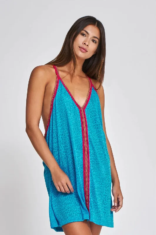 Blue Bikini Cover Up - Mini Cheetah Sundress Retro style bikini, Vintage, Chic, Sexy