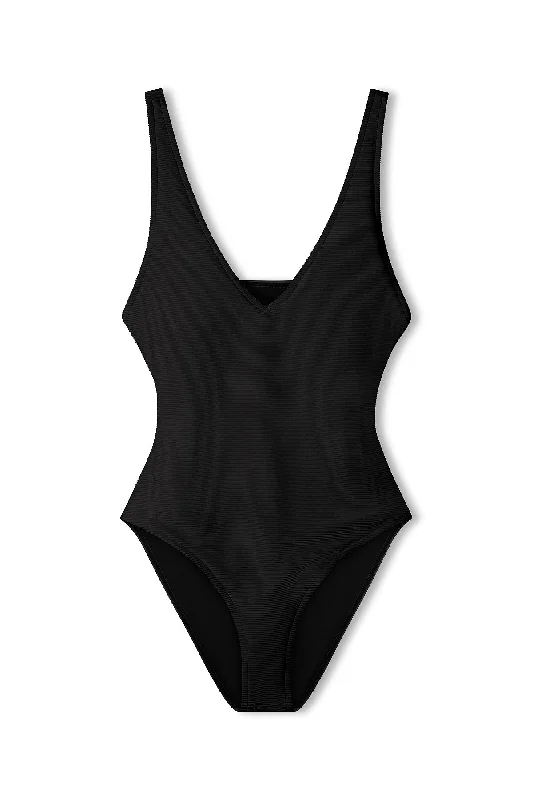 Bikini One Piece - Black Ribbed bikini, Textured fabric, Sexy, Comfortable